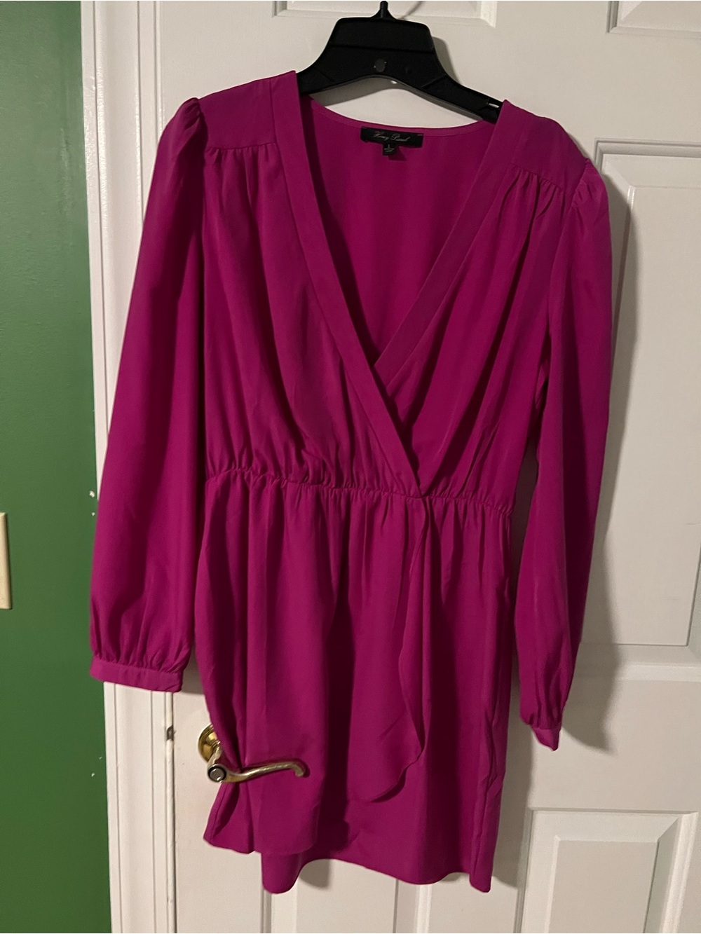 Honey Punch Magenta Wrap-Front Long Sleeve Tunic